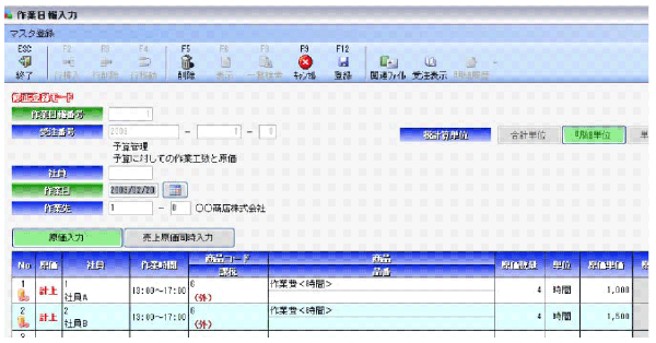 作業日報管理と作業工数管理