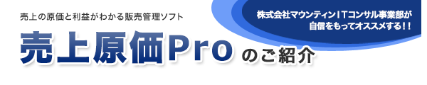 株式会社マウンティンITコンサル事業部が自信をもってオススメする業務ソフト「売上原価Pro」のご紹介